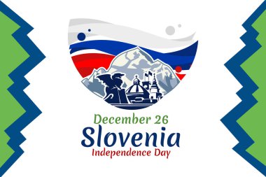 26 Aralık, Slovenya vektör illüstrasyonunun bağımsızlık günü. Tebrik kartı, poster ve afiş için uygun.