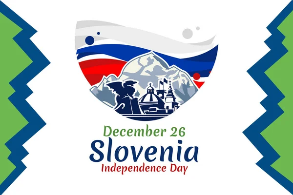 December Szlovénia Függetlenségének Napja Vektor Illusztráció Alkalmas Üdvözlőlap Poszter Banner — Stock Vector