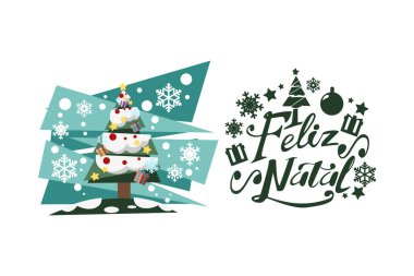 Çevirisi: Mutlu Noeller. Feliz Natal vektör metni Kaligrafik Harf Tasarım Kartı şablonu. Tebrik kartı, poster ve afiş için uygun.