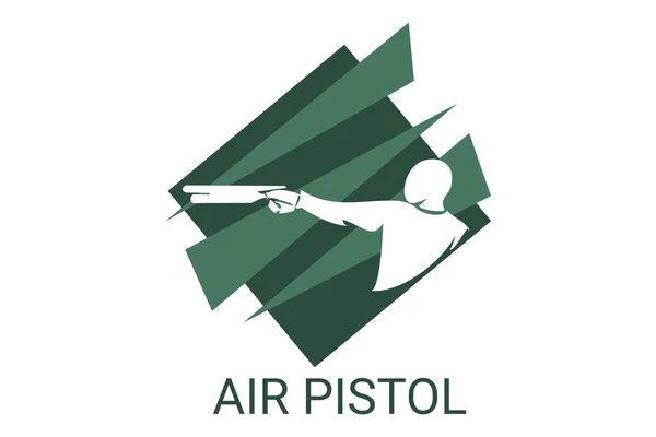 air pistol sport vector line icon. an athlete posing for a shot. sport pictogram, vector illustration.