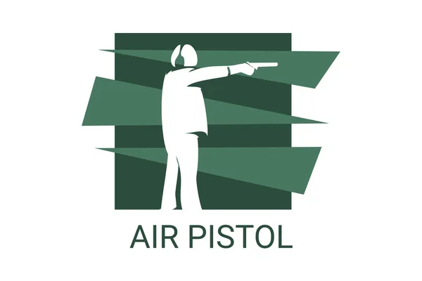 air pistol sport vector line icon. an athlete posing for a shot. sport pictogram, vector illustration.