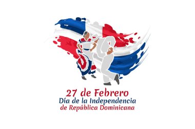 Çeviri: 27 Şubat, Dominik Cumhuriyeti Bağımsızlık Günü. Vektör çizimi. Tebrik kartı, poster ve afiş için uygun 