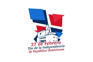 Çeviri: 27 Şubat, Dominik Cumhuriyeti Bağımsızlık Günü. Vektör çizimi. Tebrik kartı, poster ve afiş için uygun 