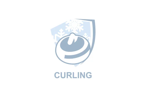 Curling Sport Vektor Line Symbol Ein Sportler Der Curling Spielt — Stockvektor