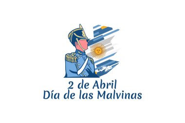 Çeviri: 2 Nisan, Malvinas Günü. Vektör çizimi. Tebrik kartı, poster ve afiş için uygun.