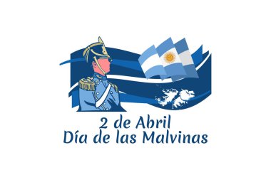 Çeviri: 2 Nisan, Malvinas Günü. Vektör çizimi. Tebrik kartı, poster ve afiş için uygun.