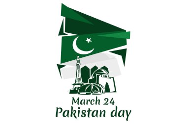 23 Mart, Mutlu Pakistan Günü vektör çizimi. Tebrik kartı, poster ve afiş için uygun