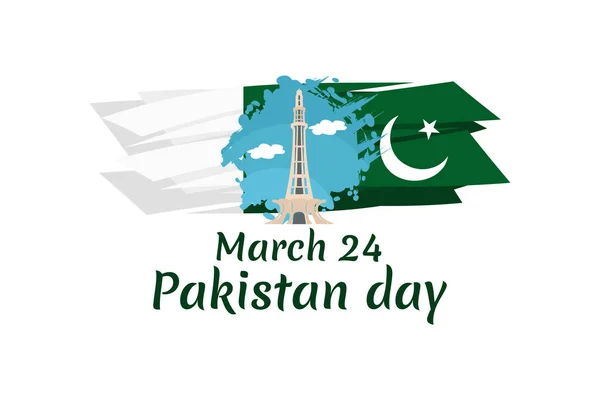 stock vector March 23, Happy Pakistan Day vector illustration. Suitable for greeting card, poster and banner