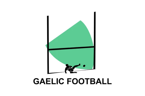 Gaelic Fottball Spor Vektör Çizgisi Simgesi Galya Futbolu Oynayan Bir — Stok Vektör