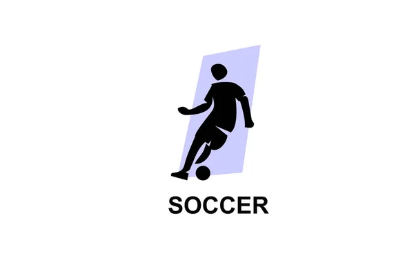 Soccer Football Sport Vector Line Icon Sportman Playing Football Sport — Stock Vector