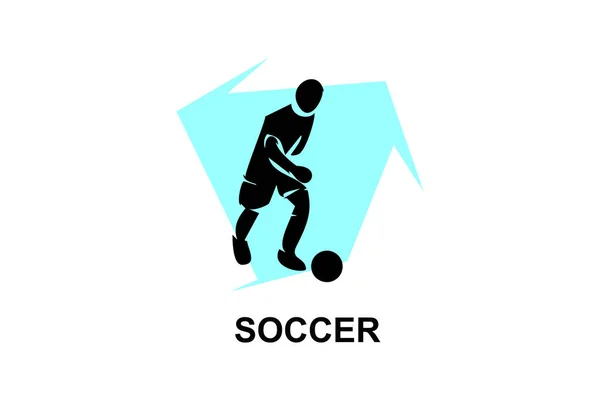Fútbol Fútbol Deporte Icono Línea Vectorial Deportista Jugando Fútbol Pictograma — Vector de stock