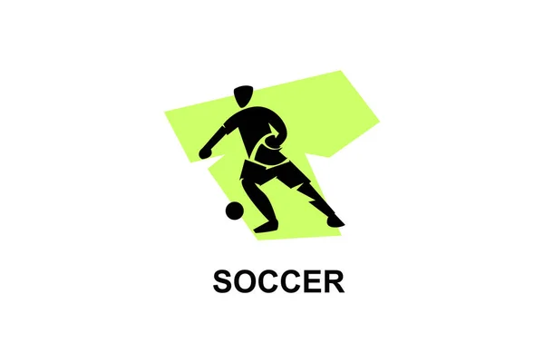 サッカーまたはサッカーのスポーツベクトルラインアイコン スポーツマンサッカーをしてる スポーツピクトグラムイラスト — ストックベクタ