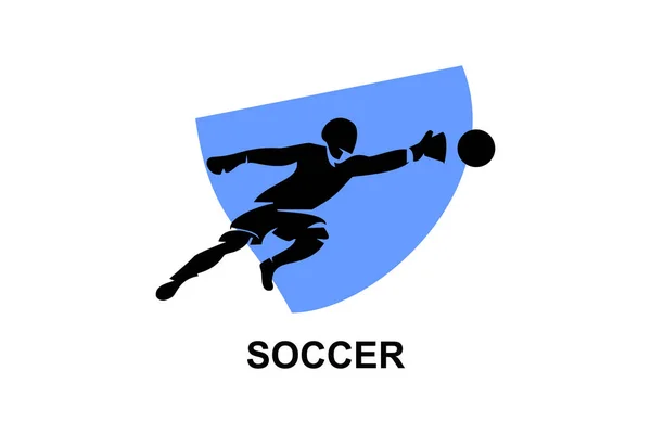 Fotboll Eller Fotboll Sport Vektor Linje Ikon Idrottsman Spela Fotboll — Stock vektor