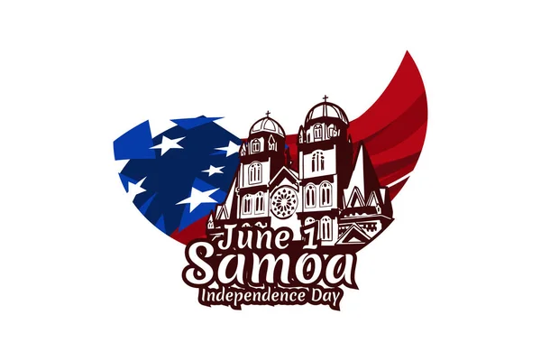 Haziran Samoa Vektör Illüstrasyonunun Bağımsızlık Günü Tebrik Kartı Poster Afiş — Stok Vektör