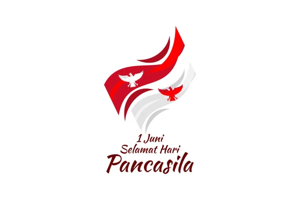 Tłumaczenie Czerwca Happy Pancasila Day Juni Selamat Hari Pancasila Ilustracja — Wektor stockowy