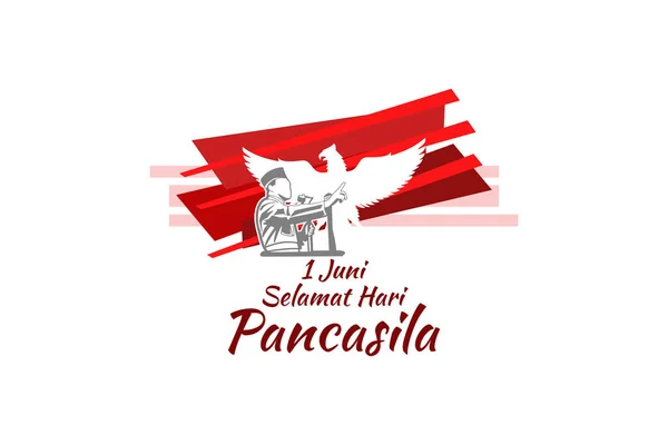 Tłumaczenie Czerwca Happy Pancasila Day Juni Selamat Hari Pancasila Ilustracja — Wektor stockowy