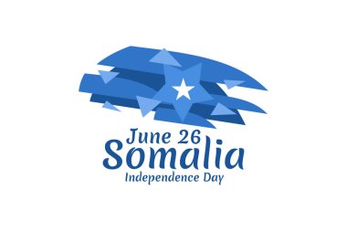 26 Haziran, Somali vektör illüstrasyonunun bağımsızlık günü. Tebrik kartı, poster ve afiş için uygun 