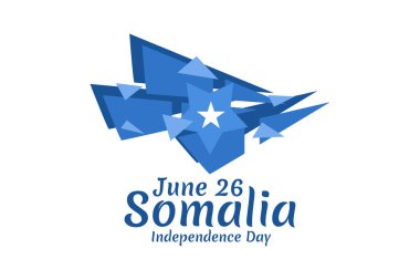 26 Haziran, Somali vektör illüstrasyonunun bağımsızlık günü. Tebrik kartı, poster ve afiş için uygun 