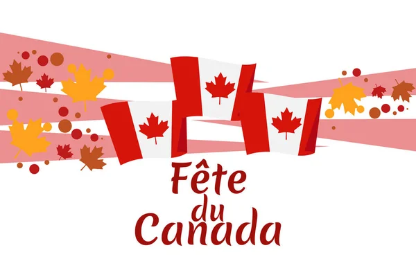 Traduci Canada Day Felice Canada Day Fte Canada Maple Leaf — Vettoriale Stock