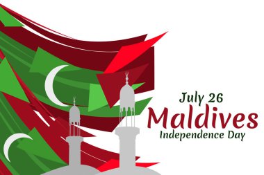 26 Temmuz, Maldivler 'in Bağımsızlık Günü. Tebrik kartı, poster ve afiş için uygun.