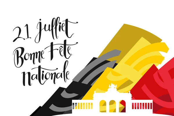 Traducir Julio Feliz Día Nacional Feliz Día Nacional Bélgica Fte — Archivo Imágenes Vectoriales