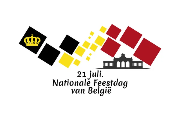 Översätt Juli Belgiens Nationaldag Nationaldag Belgien Nationale Feestdag Van Belgi — Stock vektor