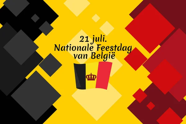 Çeviri Temmuz Belçika Ulusal Günü Ulusal Gün Belçika Nationale Feestdag — Stok Vektör