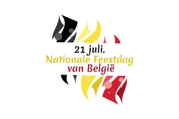 Çeviri Temmuz Belçika Ulusal Günü Ulusal Gün Belçika Nationale Feestdag — Stok Vektör