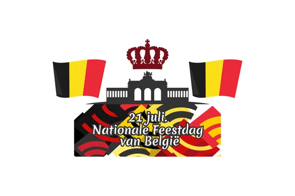 Översätt Juli Belgiens Nationaldag Nationaldag Belgien Nationale Feestdag Van Belgi — Stock vektor