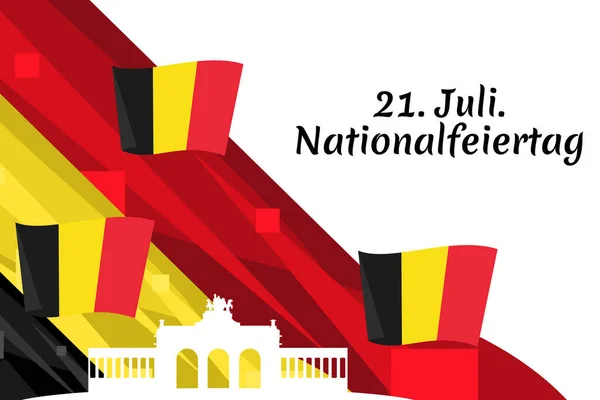 Tercümesi Temmuz Ulusal Gün Ulusal Gün Belçika Nationalfeiertag Vektör Llüstrasyonu — Stok Vektör