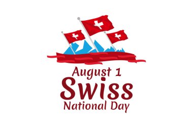 1 Ağustos, İsviçre ulusal gündüz vektör çizimi. Tebrik kartı, poster ve afiş için uygun.