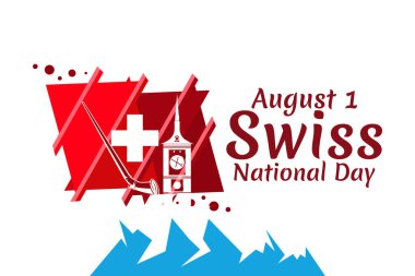1 Ağustos, İsviçre ulusal gündüz vektör çizimi. Tebrik kartı, poster ve afiş için uygun.
