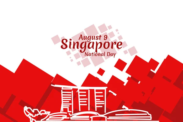 Agosto Singapura Ilustração Vetor Dia Nacional Adequado Para Cartão Saudação — Vetor de Stock