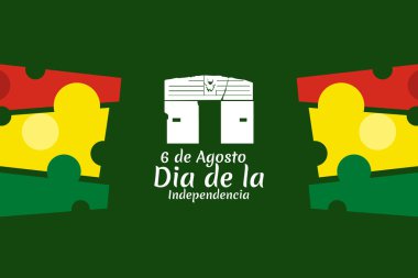 Çeviri: 6 Ağustos, Bağımsızlık Günü. Bolivya vektör illüstrasyonunun bağımsızlık günü. Tebrik kartı, poster ve afiş için uygun. 