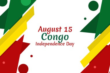 15 Ağustos, Kongo Cumhuriyeti Bağımsızlık Günü vektör illüstrasyonu. Tebrik kartı, poster ve afiş için uygun.