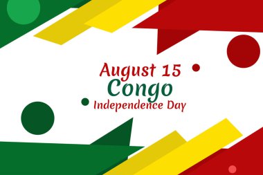 15 Ağustos, Kongo Cumhuriyeti Bağımsızlık Günü vektör illüstrasyonu. Tebrik kartı, poster ve afiş için uygun.
