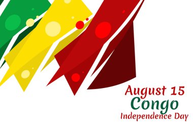 15 Ağustos, Kongo Cumhuriyeti Bağımsızlık Günü vektör illüstrasyonu. Tebrik kartı, poster ve afiş için uygun.