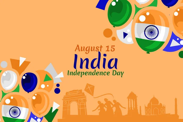 Августа День Независимости Индии Векторная Иллюстрация Подходит Поздравительных Открыток Плакатов — стоковый вектор
