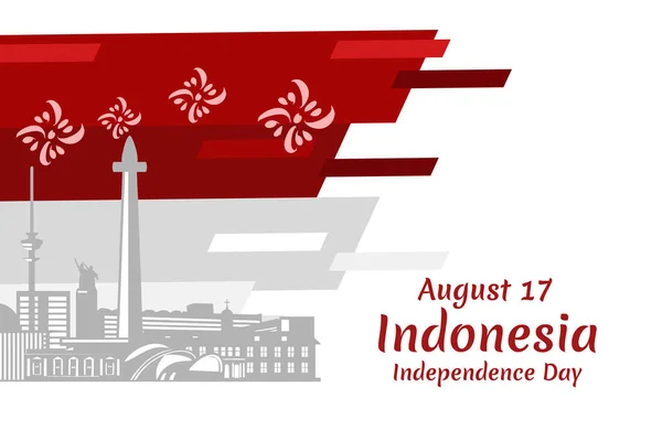 August Indonesian Independence Day Vector Illustration Suitable Greeting Card Poster — Stock Vector