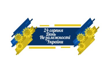 Çeviri: 24 Ağustos, Ukrayna 'nın Bağımsızlık Günü. Bağımsızlık Günü vektör illüstrasyonunuz kutlu olsun. Tebrik kartı, poster ve afiş için uygun.