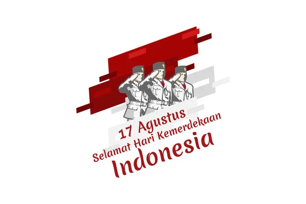 Terjemahan Agustus Selamat Hari Kemerdekaan Indonesia Ilustrasi Vektor Hari Kemerdekaan - Stok Vektor