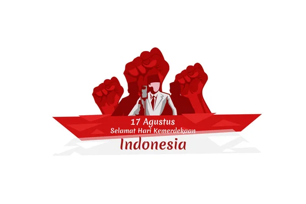 Traducir Agosto Feliz Día Independencia Indonesia Ilustración Vectorial Del Día — Vector de stock
