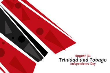 31 Ağustos, Trinidad ve Tobago Bağımsızlık Günü vektör çizimi. Tebrik kartı, poster ve afiş için uygun.