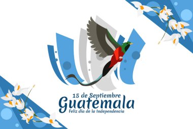 Çeviri: 15 Eylül Guatemala, Bağımsızlık Gününüz kutlu olsun. Guatemala vektör illüstrasyonunun Bağımsızlık Günü kutlu olsun. Tebrik kartı, poster ve afiş için uygun.