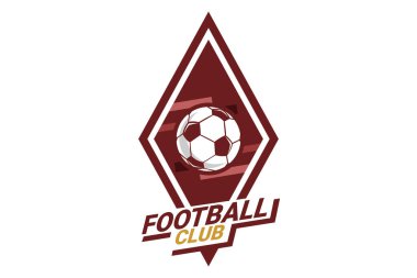 Futbol Logosu ya da futbol kulübü rozeti. Kalkan arka plan vektör tasarımlı futbol logosu. Vektör illüstrasyonu. 
