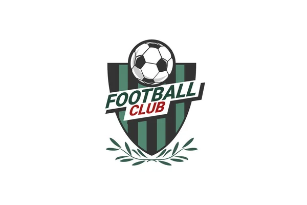 Fotbollslogotyp Eller Fotbollsklubbsskylt Fotboll Logotyp Med Sköld Bakgrund Vektor Design — Stock vektor