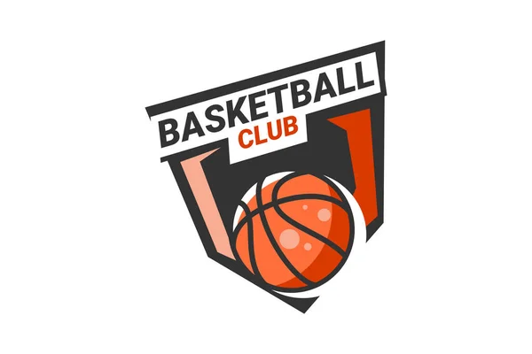 Basketballclub Abzeichen Basketball Logo Mit Schild Hintergrund Vektor Design Vektorillustration — Stockvektor