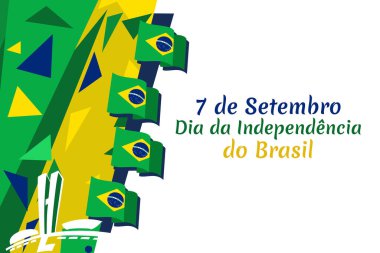 Çeviri: 7 Eylül, Bağımsızlık Günü. Brezilya vektör illüstrasyonunun bağımsızlığı. Tebrik kartı, poster ve afiş için uygun.