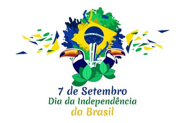 Çeviri: 7 Eylül, Bağımsızlık Günü. Brezilya vektör illüstrasyonunun bağımsızlığı. Tebrik kartı, poster ve afiş için uygun.