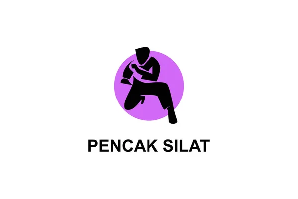 Pencak Silat Sport Vector Lijn Icoon Sportman Vecht Houding Sport — Stockvector